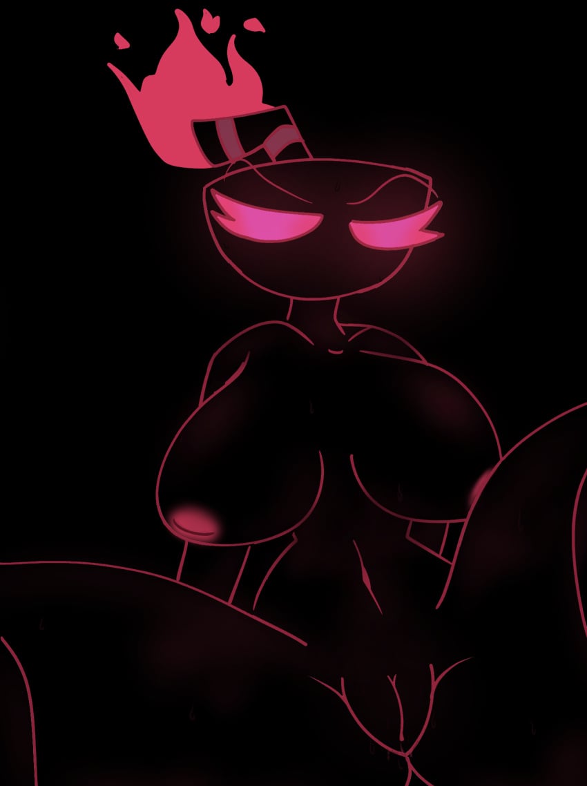 angry_face breasts chara_wantrp cup cuphead cuphead_(game) eyelashes female friday_night_funkin friday_night_funkin_indie_cross friday_night_funkin_mod indie_cross nightmare nipples pink_fire pink_glow pink_nipples pussy rule_63 spread_legs tube