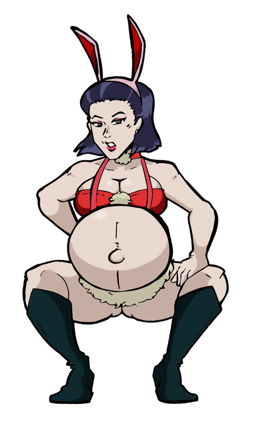 1girls asian asian_female belly big_belly big_breasts blue_hair breasts bunny_ears bunnysuit cleavage diamond_is_unbreakable female female_only jojo's_bizarre_adventure mature_female milf mother nasuokaa-san pregnant pregnant_belly solo_female tomoko_higashikata