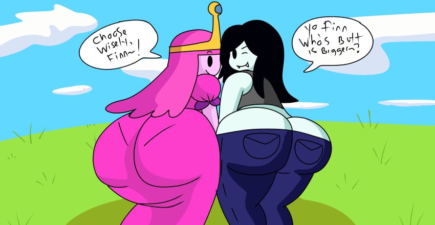 2girls about_to_fart adventure_time alternate_version_available ass ass_cleavage big_ass big_butt black_hair brappycatty butt butt_crack cartoon_network fat_ass fat_butt female female_only fennicfantasy finn_the_human full_of_gas fully_clothed grey_skin huge_ass huge_butt looking_at_viewer marceline mentioned_character multiple_girls pink_hair pink_skin princess_bubblegum sunniefunnie text text_bubble thick_ass vampire warner_brothers