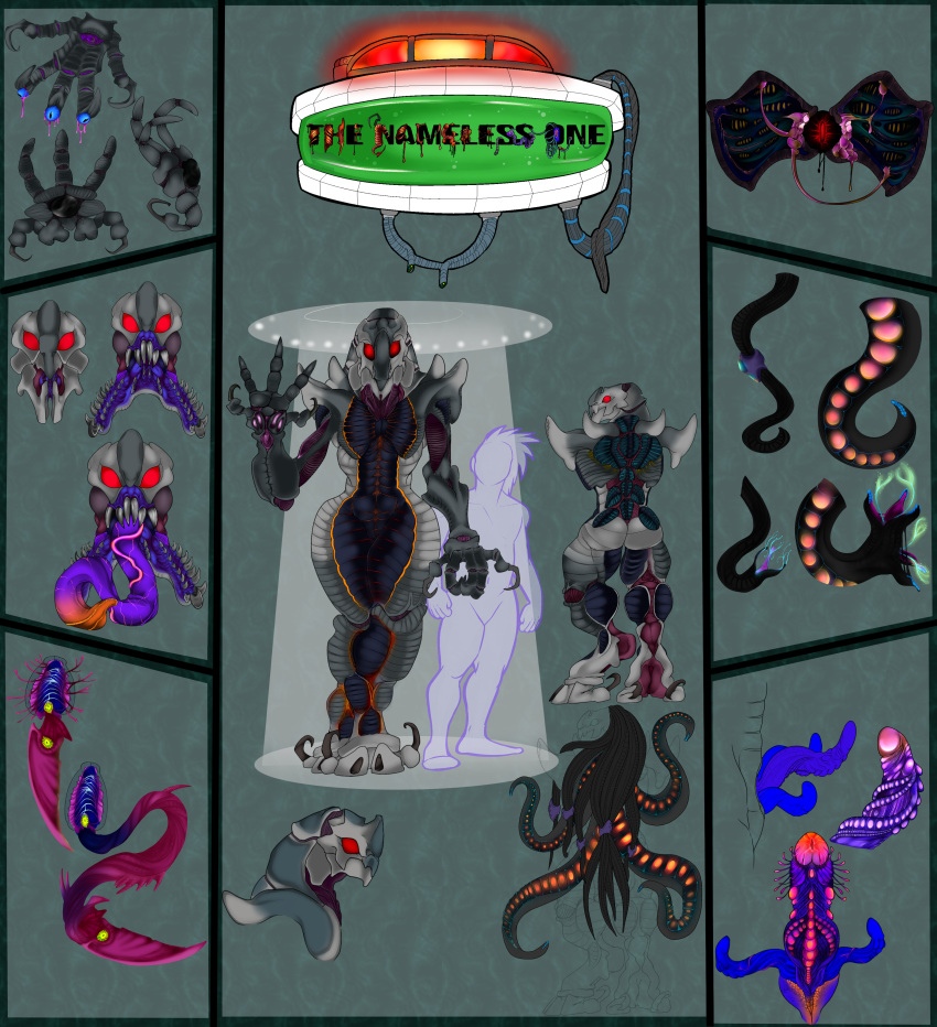 absurd_res alien arm_blades english_text fruitybootyraptor genitals hi_res imax large_tongue male male_only model_sheet penis ranged_weapon red_eyes sharp_teeth solo story story_in_description teeth tentacle text the_nameless_one_(legion_beast) transformation unknown_species unusual_anatomy unusual_genitalia unusual_penis weapon