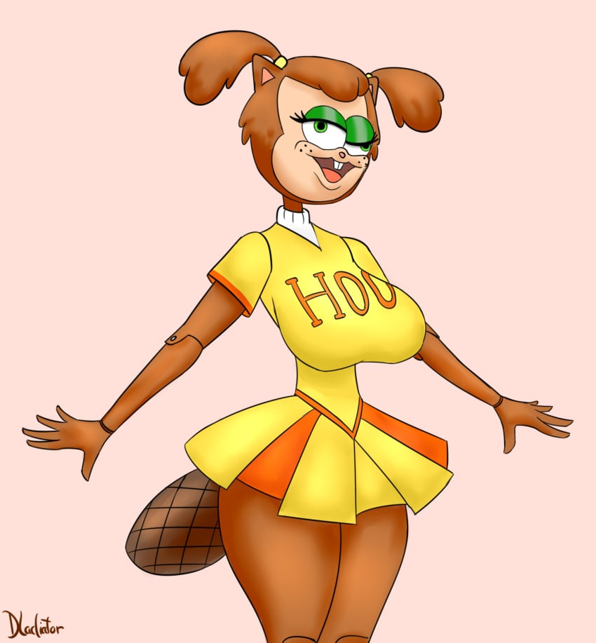 animatronic artist_name beaver beverly_the_beaver cheerleader disney dladiator female furry giffany gravity_falls large_breasts solo thick_thighs thin_waist twintails wide_hips