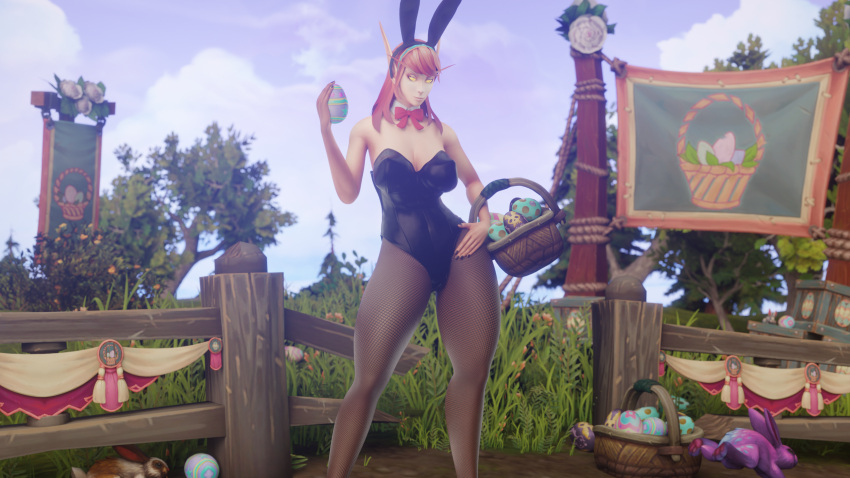 3d 3d_(artwork) amber_eyes armwear ass big_ass big_breasts big_butt big_hips big_thighs blood_elf bowtie breasts bunny_ears bunny_girl bunny_tail bunnysuit cia_nightfire clothed clothes easter easter_egg elf female female_focus female_only golden_eyes hairband high_elf hips large_breasts long_ears morilymory oc pantyhose pinup pointy_ears red_hair rogue_(warcraft) smooth_skin solo solo_female solo_focus tattoo thick_hips thick_thighs vagina warcraft world_of_warcraft yellow_eyes