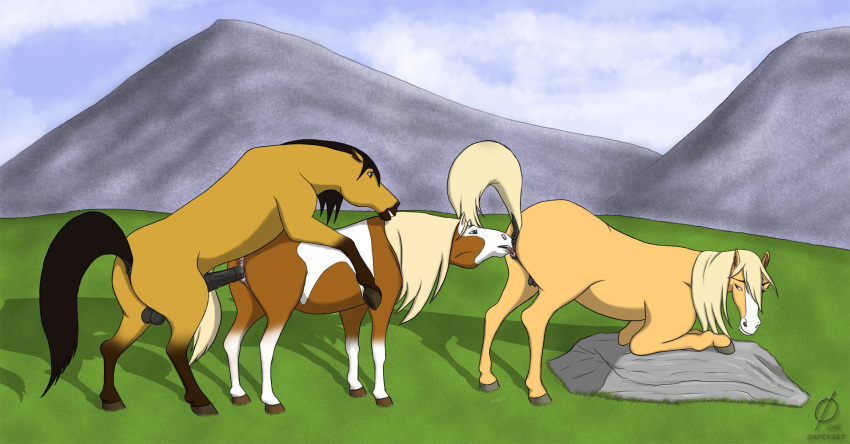 2010 artist_request cunnilingus dreamworks esperanza_(cimarron) feral_on_feral feral_only feral_penetrated feral_penetrating licking_pussy rain_(cimarron) spirit:_stallion_of_the_cimarron spirit_(character) tagme