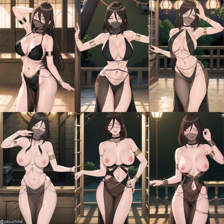 1girls accessory ai_generated alternate_costume arabian_clothes belly_dancer belly_dancer_outfit big_breasts blur_censor boruto:_naruto_next_generations bra bracelet breasts brown_hair censored censored_pussy curvaceous curvy curvy_body curvy_female curvy_figure female female_only huge_breasts hyuuga_hanabi jewelry lipstick long_hair makeup multiple_images multiple_poses multiple_views nai_diffusion naruto naruto_(series) ponytail pose posing posing_for_the_viewer purple_eyes revealing_clothes see-through see-through_clothing skimpy skimpy_clothes skirt solo solo_focus stable_diffusion topless topless_female underboob url veil very_long_hair voluptuous watermark web_address wide_hips yaouchiha