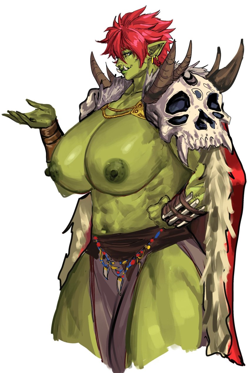 1girls athletic_female big_breasts bula_(virgoart1509) huge_breasts muscular_female orc orc_female original virgoart1509