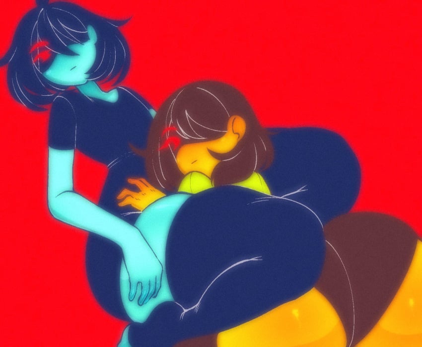 5hitzzzu big_ass blue_hair blue_skin bodysuit boombita brown_hair deltarune funcu funculicious kris_(deltarune) kris_female_(deltarune) meatcuteshii pinkbobatoo red_eyes shorts skiddioop stereodaddy sweater thick_thighs thighhighs undertale_(series) yellow_skin