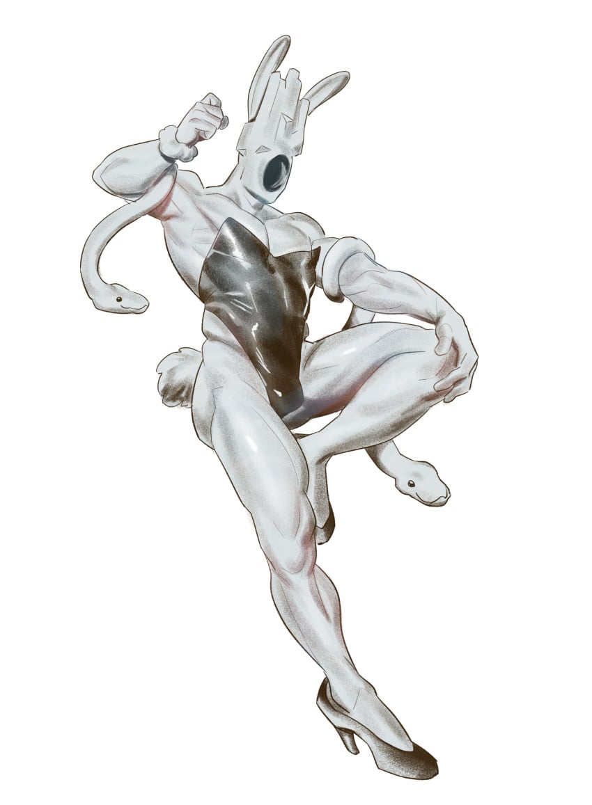 1boy bulge bunny_ears bunnysuit faceless_male francishsie gay high_heels minos_prime_(ultrakill) muscular no_face no_humans non-human non-human_only prime_soul snakes solo solo_focus solo_male ultrakill