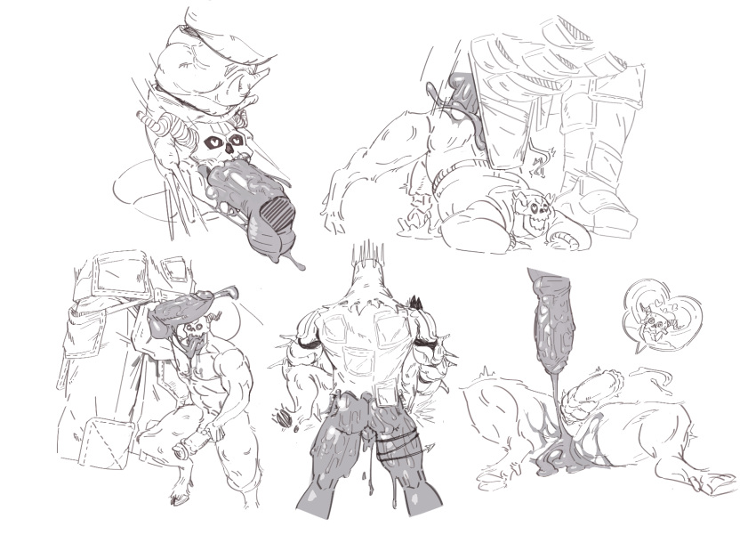 2boys abs anal_sex ass bara big_balls big_butt big_muscles big_penis chidaruma cum_in_ass cum_inside demon demon_tail different_poses dorohedoro ejaculation erection fellatio gay hairy_legs hooves horn horns horns_and_hooves huge_balls huge_cock huge_penis humanoid long_tongue male male/male male_only male_penetrated male_penetrating_male multiple_views muscular muscular_male navel oral_sex pecs pointy_tongue precum sea_urchin_(artist) size_difference sketch skull submissive_male sweat yaoi