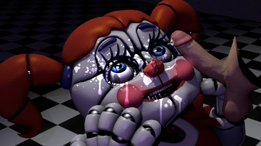 3d baby_(fnafsl) blowjob canon_appearance circus_baby circus_baby_(fnaf) circus_baby_(original) cum cum_on_face disembodied_penis female five_nights_at_freddy's fnaf full_color straight tagme