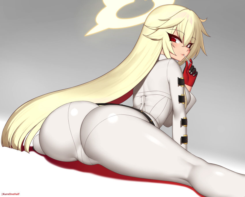 1girls ass big_ass big_butt eye_contact female female_focus female_only fully_clothed guilty_gear jack-o'_valentine kuroonehalf long_hair looking_at_viewer red_eyes solo