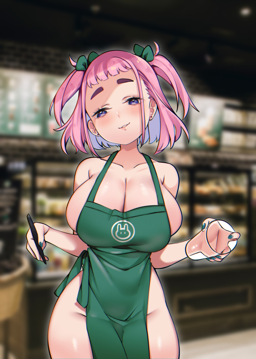 big_breasts coffe_shop iced_latte_with_breast_milk kimiko_(stephringo) meme original pink_hair stephringo