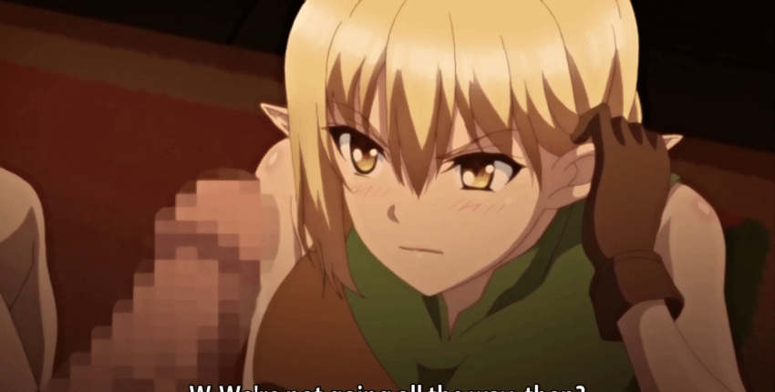 1boy animated animated_gif anime_screencap blonde_hair blonde_hair_female blowjob elf_girl female gif hentai_series interspecies isekai_harem_monogatari llusse ova penis pointed_ears sucking_penis