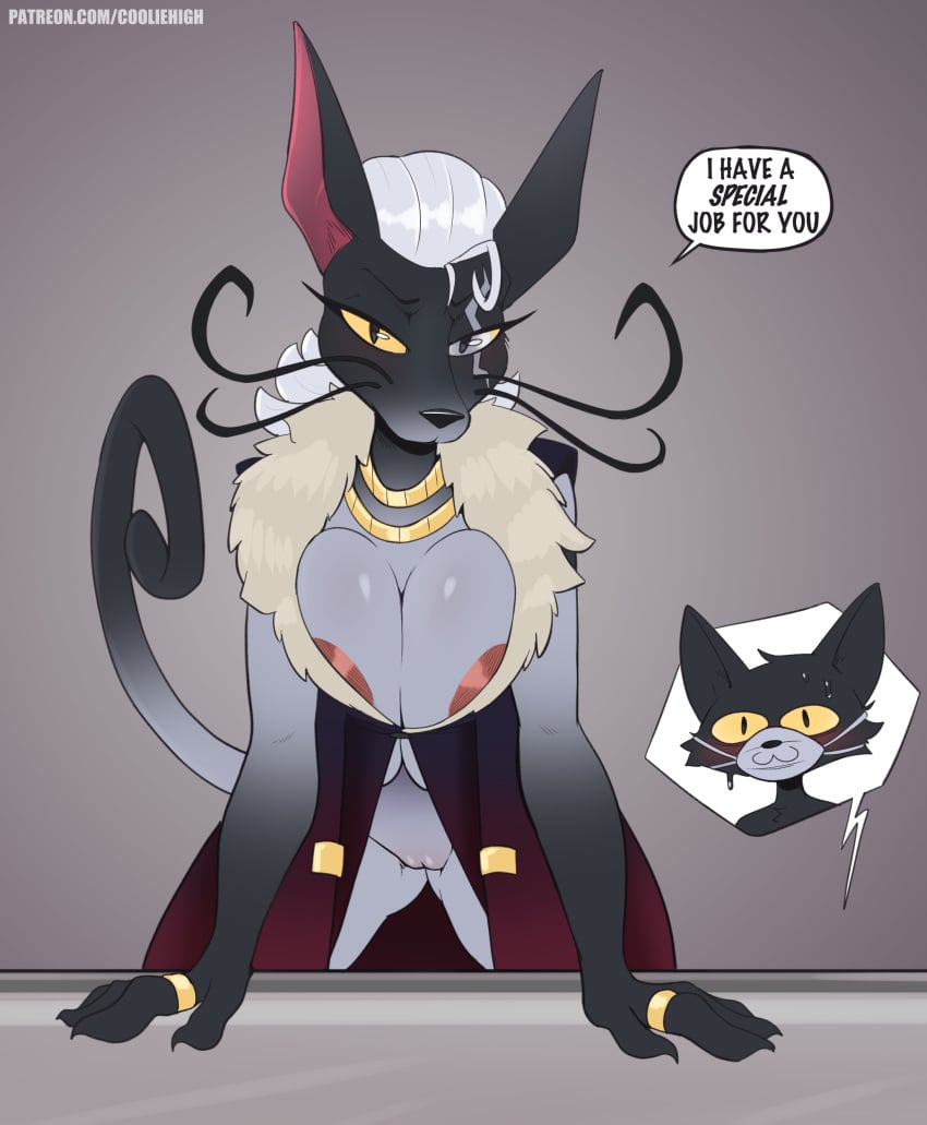 2022 a_hat_in_time anthro areola areola_slip arm_support artist_name ass_visible_through_thighs big_breasts black_body black_fur black_nose black_pupils blush breasts cat_humanoid cooliehigh empress_(ahit) eyebrows eyelashes faceless_male feline feline_humanoid female furry furry_female furry_only grey_body grey_eyes hair imminent_sex long_hair looking_at_partner looking_at_viewer male male/female mammal mammal_humanoid necklace no_humans patreon patreon_username pussy sweat sweating whiskers white_hair yellow_sclera