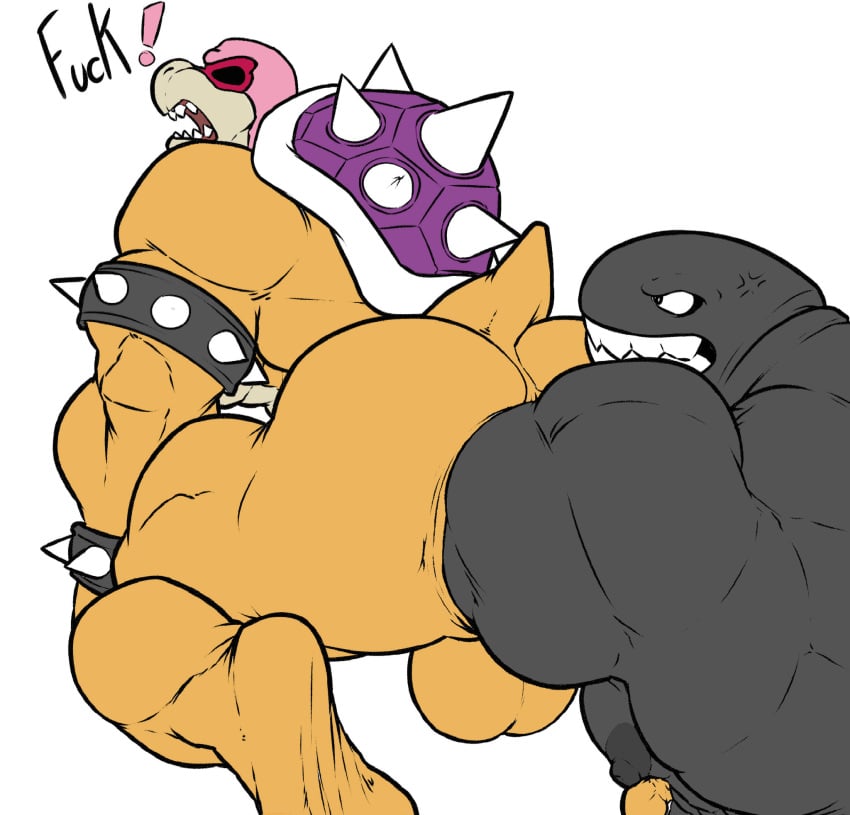 anthro anus balls banzai_bill biceps big_balls big_muscles bullet_bill collar duo edit english_text eyewear feet fisting gay genitals hi_res huge_muscles koopaling male male/male male_focus male_only mario_(series) mr_canvas muscular nintendo nipples open_mouth pecs pose raised_tail roy_koopa sex shell simple_background smile soles spiked_collar spikes spread_legs spreading sunglasses teeth text third-party_edit vein video_games wrinkled_feet