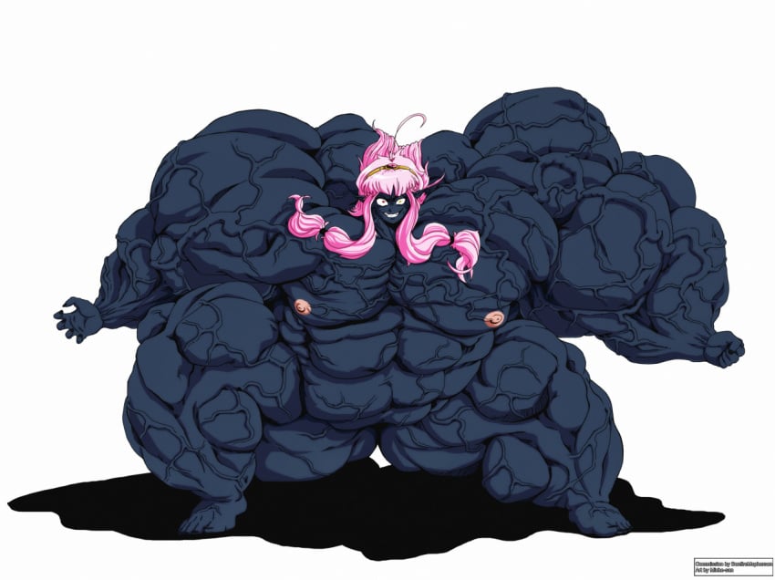 1girls blue_skin breasts female hyper_muscles miche-san musclegut muscular muscular_female nipples pink_hair solo_female vein veins veiny veiny_muscles