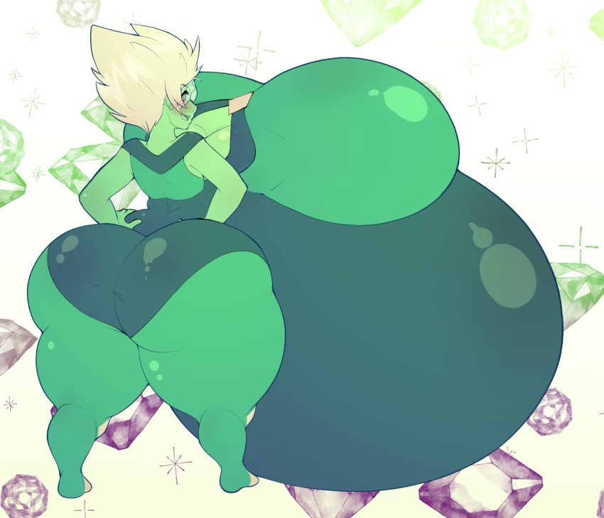 1girls allymoodyneko ass belly big_ass big_belly big_breasts breasts bubble_butt disproportional female green_skin huge_belly huge_breasts peridot_(steven_universe) pregnant steven_universe thick_thighs thighs