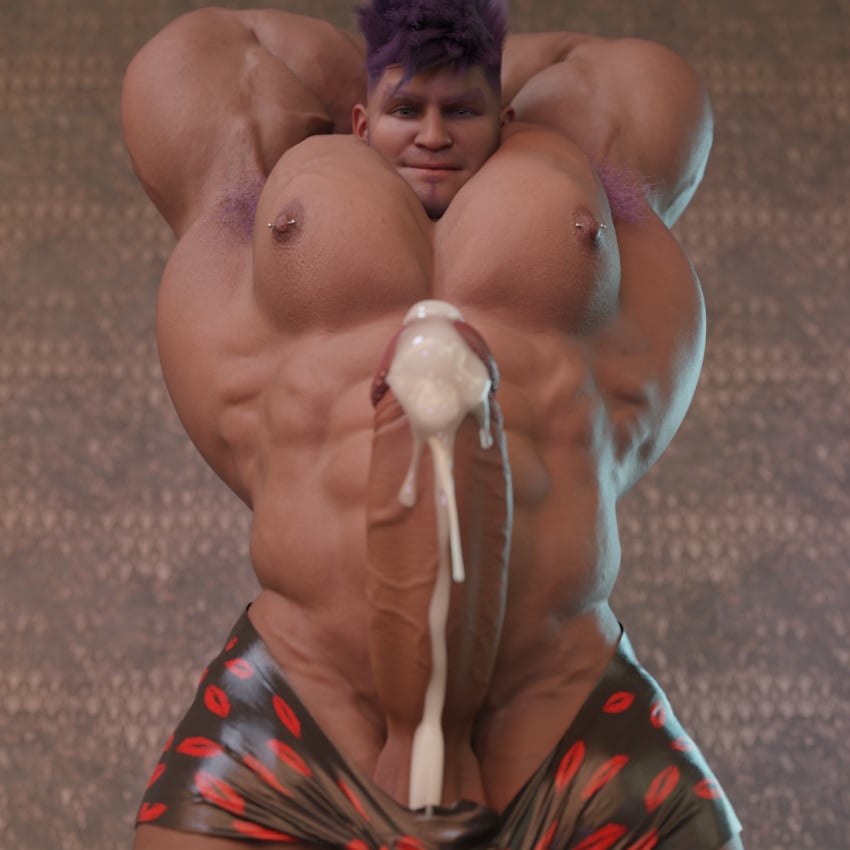 abs biceps bodybuilder danganronpa danganronpa_v3 huge_cock hyper hyper_penis male male_focus male_only momota_kaito muscle muscles muscular muscular_arms muscular_ass muscular_back muscular_legs muscular_male muscular_thighs nipple_piercing nipples pecs purple_hair smooth_skin solo solo_male tsilyaxd veins