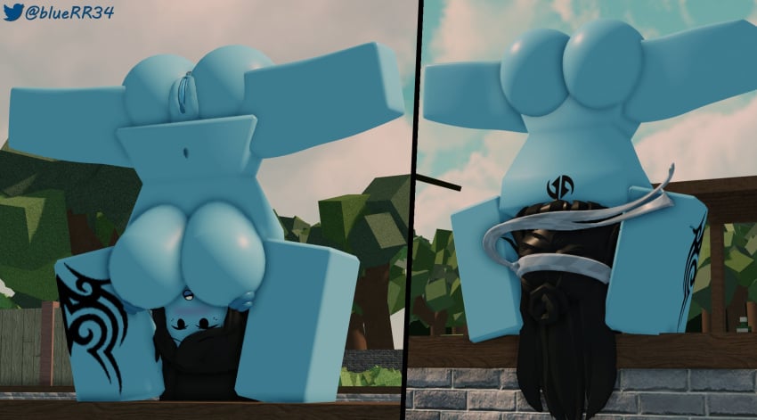 1girls 3d big_ass big_breasts blue_skin bluerr34 handstand nude original_character roblox robloxian shiram tagme tattoo tattooed_arm twitter_username upside-down upside-down_splits