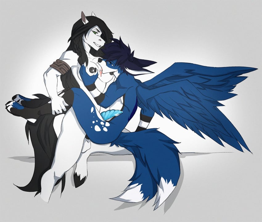 1boy 1futa 2022 4_toes 5_fingers anal anal_sex anthro black_hair blue_body blue_eyes blue_feathers blue_fur braska canid canine digital_media_(artwork) equid equine erection eyebrows eyelashes feathered_wings feathers feet fingers fox fur furry futanari gynomorph gynomorph/male gynomorph_penetrating gynomorph_penetrating_male hair hi_res horse hybrid intersex intersex/male intersex_penetrating intersex_penetrating_male lactation leaking_milk leaking_precum lotusgarden male male_penetrated mammal milk_squirt penetration precum saliva saliva_trail sex toes wings