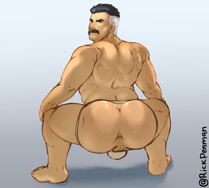 ass back_muscles big_ass broly_culo dilf gay hole_(anatomy) huge_ass invincible invincible_(comics) jockstrap looking_at_viewer looking_back male_only moustache muscles muscular muscular_male nolan_grayson omni-man presenting_anus presenting_hole rickpenman silver_fox squatting thicc_omni-man villain yaoi