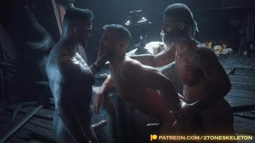 2toneskeleton 3boys 3d 3d_(artwork) 3d_model 3humans 3males 505_games beard dad_bod david_king dead_by_daylight erect erect_penis erection gay gay_anal gay_sex gay_threesome indoor_nudity indoors indoors_sex jeff_johansen jonah_vasquez male/male/male male_only male_penetrated male_penetrating male_penetrating_male pixelated pixelated_penis saliva_trail threesome