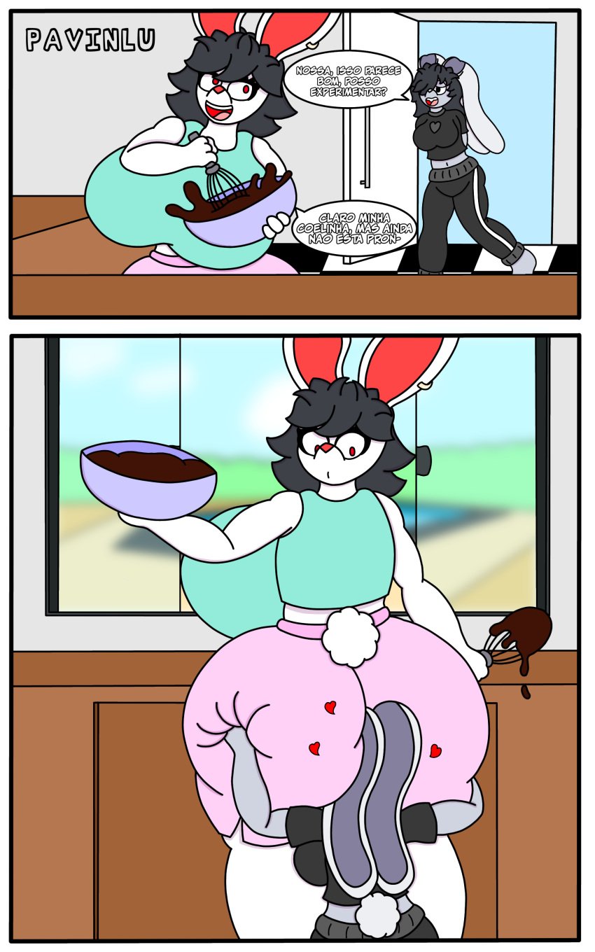 2girls age_difference anthro anthro_only ass ass_focus ass_grab ass_worship big_ass big_breasts big_butt black_hair bubble_ass bubble_butt bunneric bunny bunny_ears cake clothing comic cooking daughter eating_ass eating_butt face_in_ass fat_ass fat_butt furry happy hugging_ass hugging_legs hyper_ass hyper_breasts hyper_butt incest incest_(lore) lagomorph leporid milf mother_and_daughter original_character pajamas pldrawings portuguese_text rabbit rabbit_ears red_eyes surprised thick_thighs thunder_thighs vena_nora voluptuous_female white_fur yuri