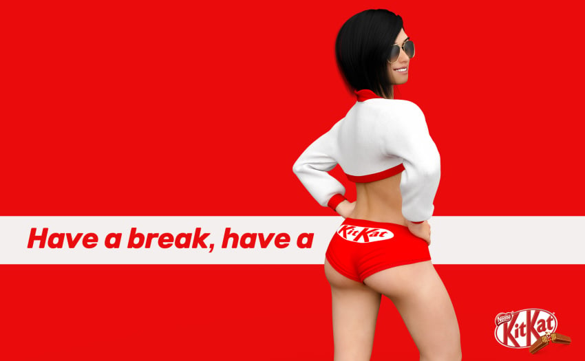 1boy 3d advertisement ass ass ass_focus black_hair butt_focus cropped_jacket cute_male femboy glasses hands_on_hips looking_at_viewer looking_back looking_back_at_viewer male male_focus male_only no_pants panties parody phantaseye red_panties red_underwear shades short_hair smile smiling smiling_at_viewer themed_clothes tinted_eyewear trap