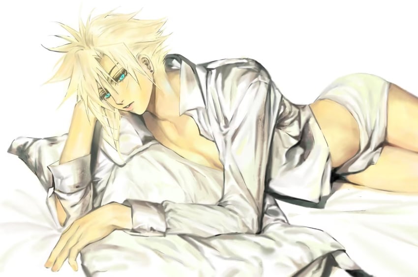1boy blonde_hair blue_eyes cloud_strife femboy final_fantasy final_fantasy_vii male_only white_skin yaoi