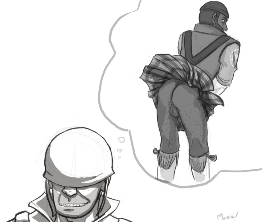 2d demoman demoman_(team_fortress_2) human human_male human_only male male_only manic soldier soldier_(team_fortress_2) team_fortress_2 yaoi