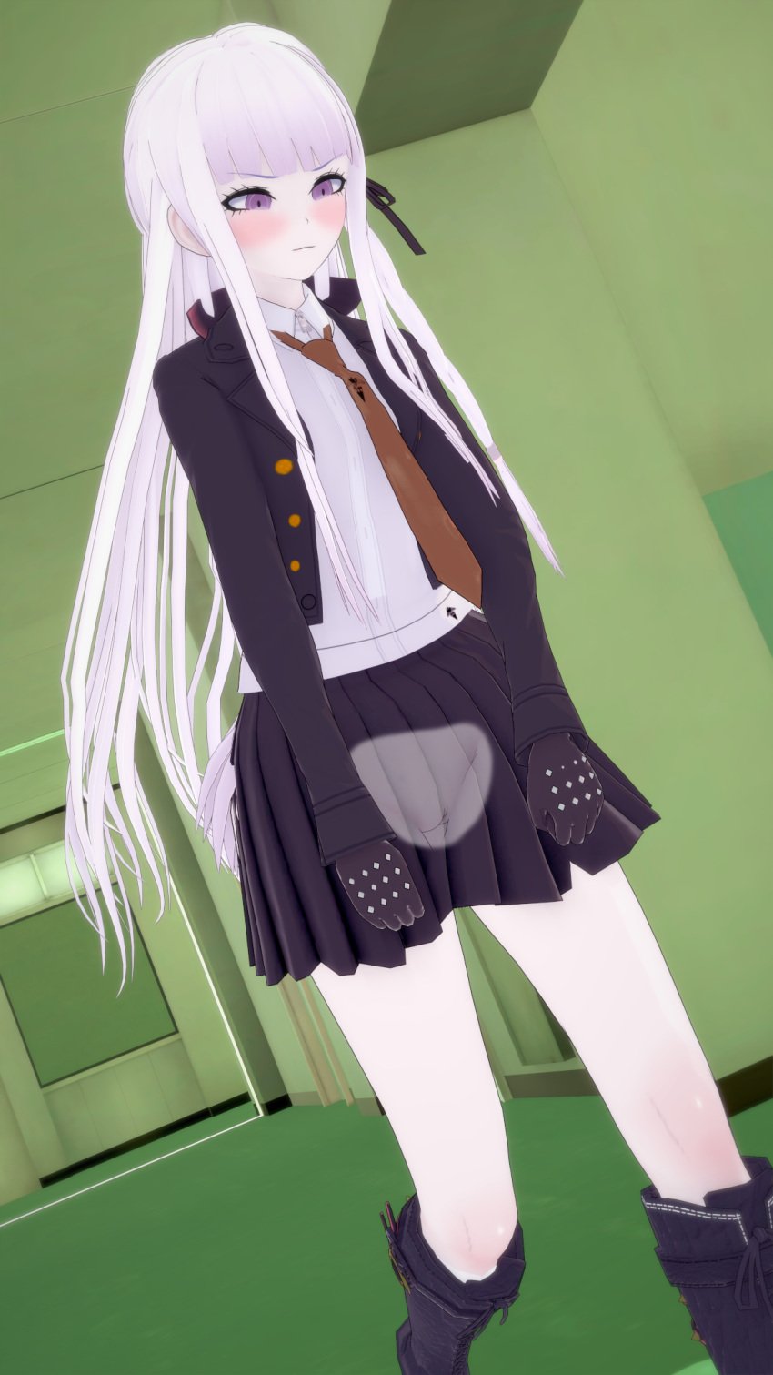 3d bottomless danganronpa embarrassed going_commando kirigiri_kyouko koikatsu pussy solo tagme ultimateenf