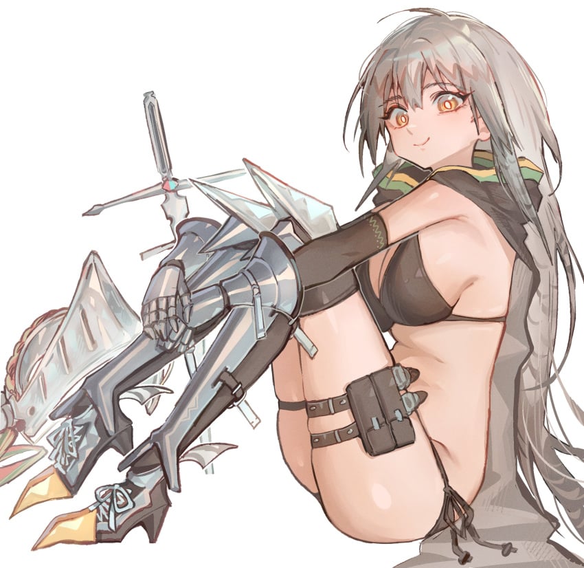 1girls arknights bikini bird_girl fartooth_(arknights) female female_only kaguura_(kagu) plate_armor