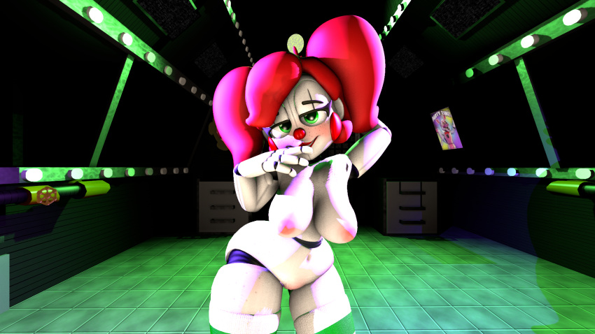 1girls 3d animatronic areola areolae arms_behind_head baby_(fnafsl) breasts circus_baby circus_baby_(fnaf) female female_only five_nights_at_freddy's five_nights_at_freddy's:_sister_location green_eyes human humanoid looking_at_viewer loverofmemes nude nude_female pink_nipples pose posing red_hair robot robot_girl robot_humanoid sfm sister_location smile smiling so87baby solo source_filmmaker summer_of_87_baby thick_thighs thighhighs white_skin wide_hips