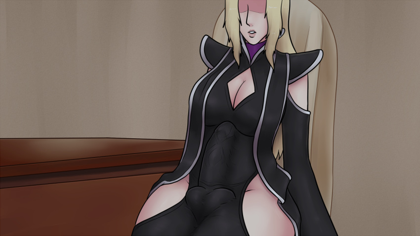 1futa 2d 2d_(artwork) ball_bulge balls big_breasts big_penis blonde_hair breasts bulge cleavage clothed clothed_futanari clothing demetria_(futadomworld) erection erection_under_clothes fully_clothed futa_only futadomworld futanari human light-skinned_futanari light_skin long_hair penis solo solo_futa standing tagme testicles thick_thighs wide_hips xxxx52