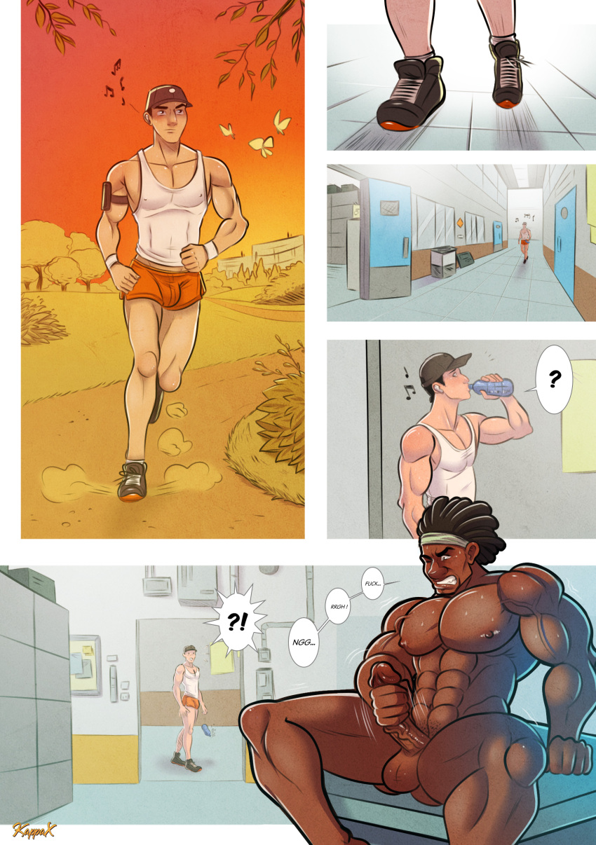 2boys abs bara big_hero_6 caught_masturbating comic dark-skinned_male disney gay kappax male_only marvel masturbation muscular_male nude_male penis tadashi_hamada veiny_penis walk-in wasabi-no-ginger