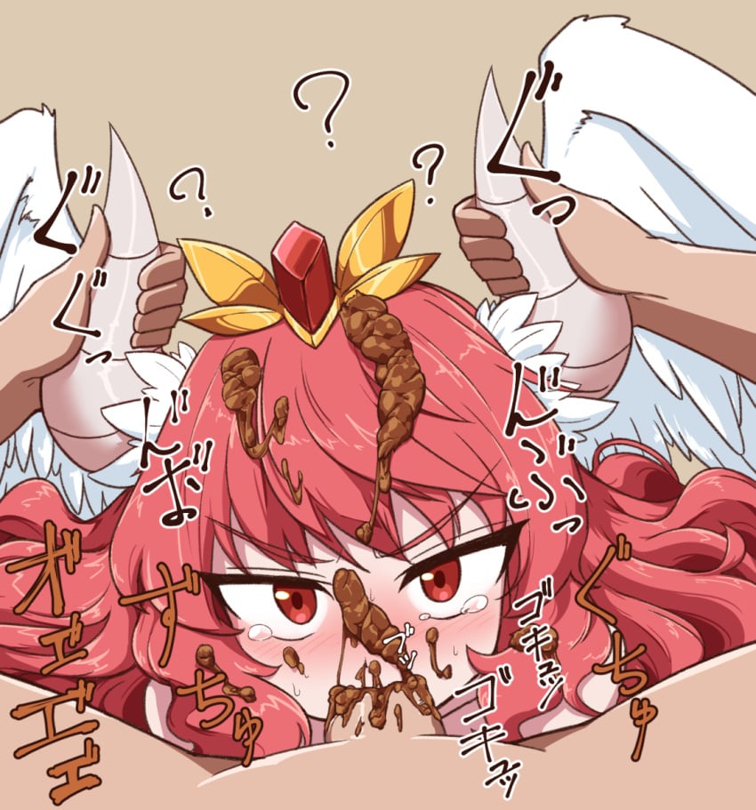 akai_nana fellatio female grabbing_horns holding_horn horns kai_nana male oral_sex red_hair scat scat_on_face