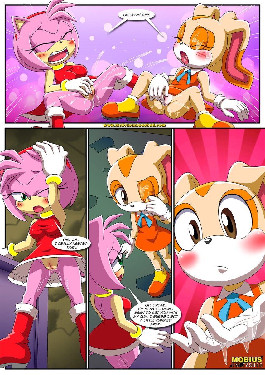 2girls amy_rose anus ass bbmbbf blush comic comic_page cream_the_rabbit cum cum_on_face cum_on_hand cumshot female female_only masturbation mobius_unleashed multiple_girls palcomix pussy sega sonic_(series) sonic_the_hedgehog_(series) the_mayhem_of_the_kinky_virus_2_(comic)