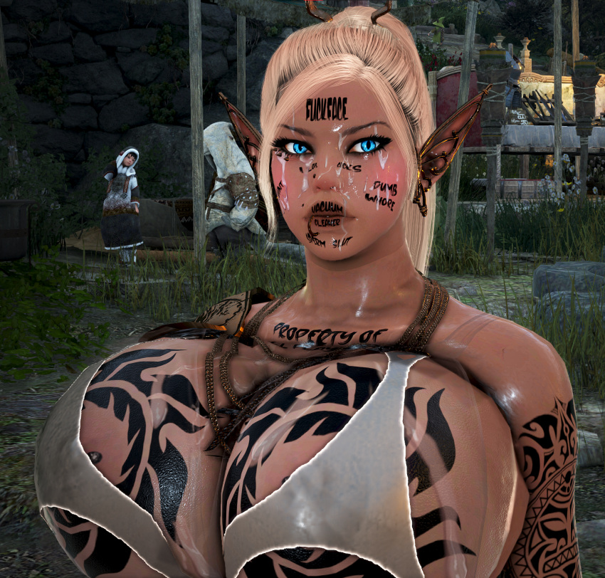 3d bdo bimbo black_desert_online breasts elf elves female huge_breasts piercing tattoo yourbdowhore