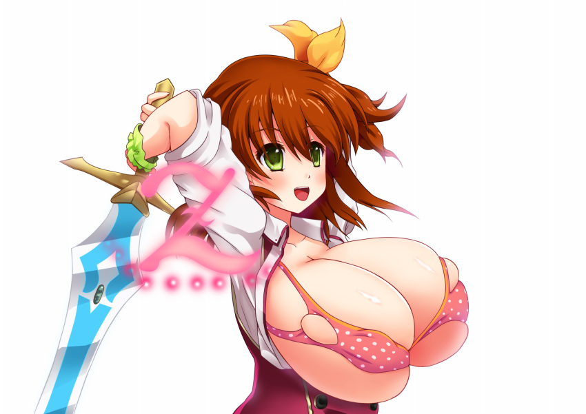 1girls 2019 aina_akemiya big_breasts breast_expansion huge_breasts omega_labyrinth shadoued solo solo_female tagme torn_clothes wardrobe_malfunction