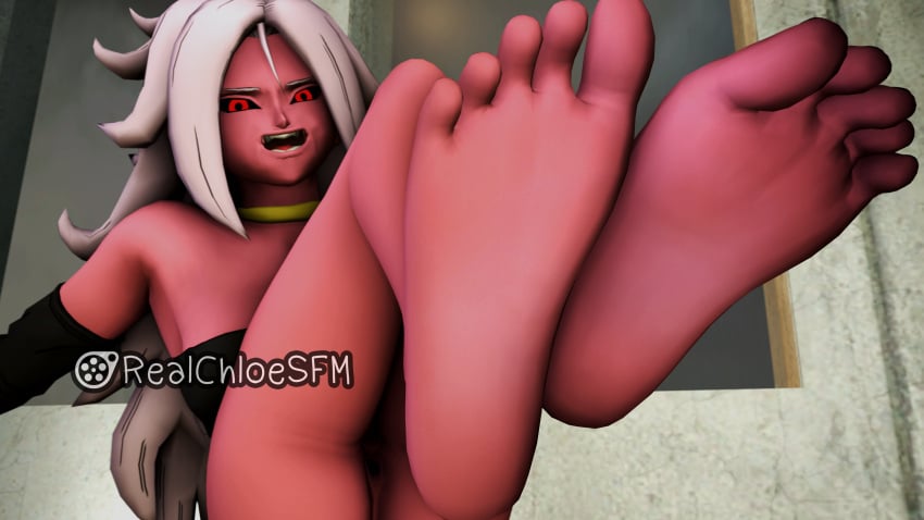 3d 3d_(artwork) 3dbabes 3dhentaihero alien alien_girl alien_humanoid android android_21 android_21_(good) android_21_(human) artist_logo artist_name artist_self-insert artist_signature dragon_ball feet feet_together feet_up foot_fetish foot_focus foot_worship grin majin majin_android_21 pink pink_skin realchloesfm red_eyes robot_girl robot_humanoid sfm sole_female soles source_filmmaker tail twitter twitter_logo twitter_username white_hair