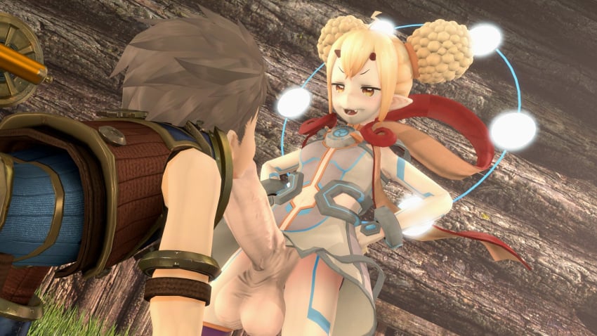 1boy 1futa 3d blonde_hair cute_fang electra_(xenoblade) futa_on_male futadom futanari huge_cock nintendo pointy_ears rex_(xenoblade) theboobedone xenoblade_(series) xenoblade_chronicles_2