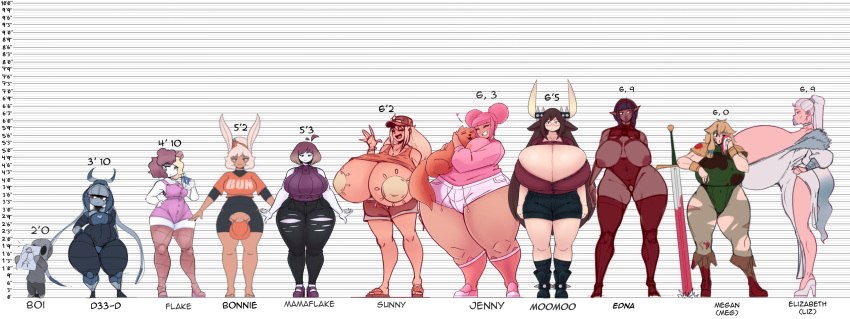 1boy 1futa 2021 6+girls animal_ears areola areolae blonde_hair bonnie_(fiffer) breasts brown_hair bulge cleavage closed_eyes clothed clothing cow_ears cow_girl cow_horns curvaceous curvy d-eed_(fiffer) dark-skinned_female double_bun edna_(fiffer) female fiffer flake_(fiffer) front_view fully_clothed futanari gigantic_breasts glasses heels height_chart height_difference hips horns hug huge_breasts huge_thighs hugging jenny_(fiffer) light-skinned_female light-skinned_futanari lineup long_hair massive_breasts megan_(fiffer) milf moomoo_(fiffer) mostly_clothed multiple_girls nipples original_character original_characters overalls pink_hair plump pointy_ears ponytail rabbit_ears rabbit_humanoid robot robot_girl short_hair shorts side_view standing sunny_(fiffer) sword thick_thighs thighhighs thighs top_heavy two_tone_hair voluptuous weapon white_hair wide_hips