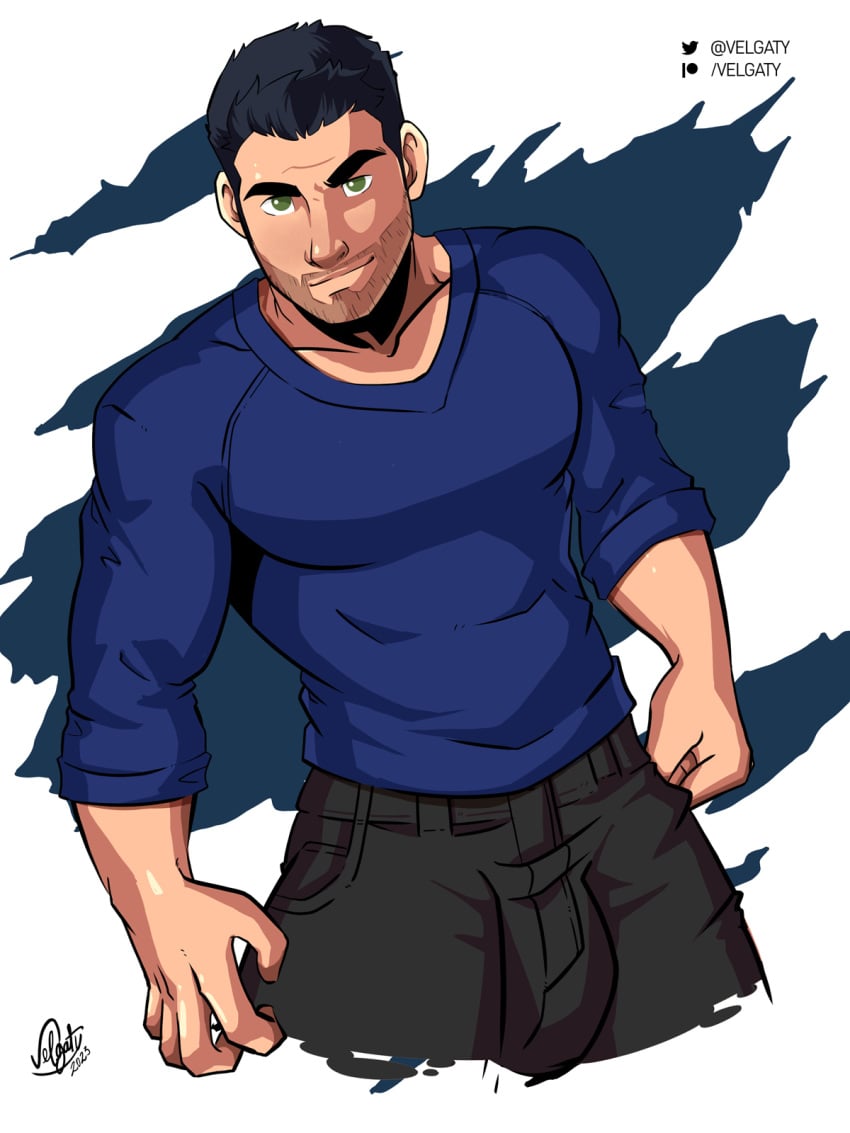 1boy bara bulge clothing derek_hale looking_at_viewer male male_only muscular_male penis_outline teen_wolf tight_clothing velgaty