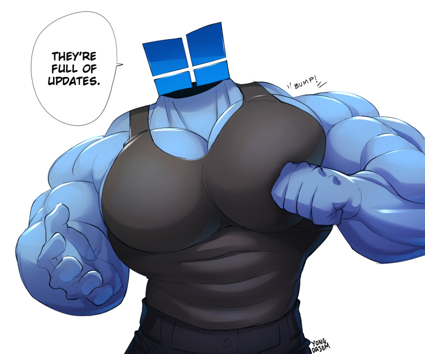 bara big_breasts big_pecs closed_fist humanization humanized humanoid male male_focus male_only object_head solo solo_focus solo_male tank_top windows windows_(humanization) yongdasom