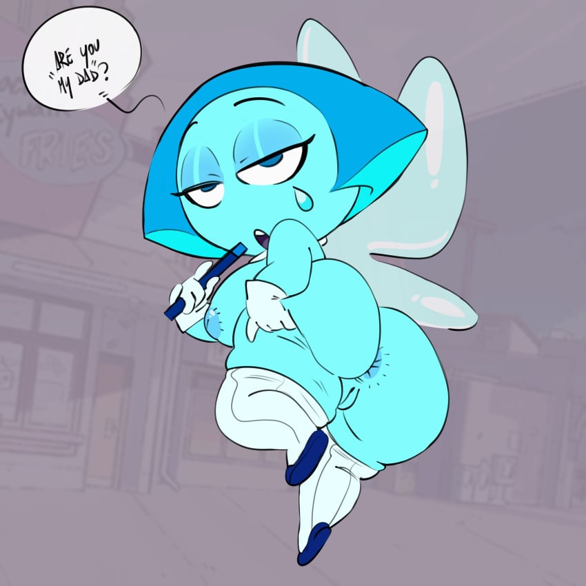 1girls alien alien_girl alternate_version_available anus aquamarine_(steven_universe) big_ass big_breasts big_butt blue_body blue_hair cartoon_network gem_(species) humanoid looking_at_viewer pokachu_(artist) pussy shortstack steven_universe stockings thighhighs warner_brothers