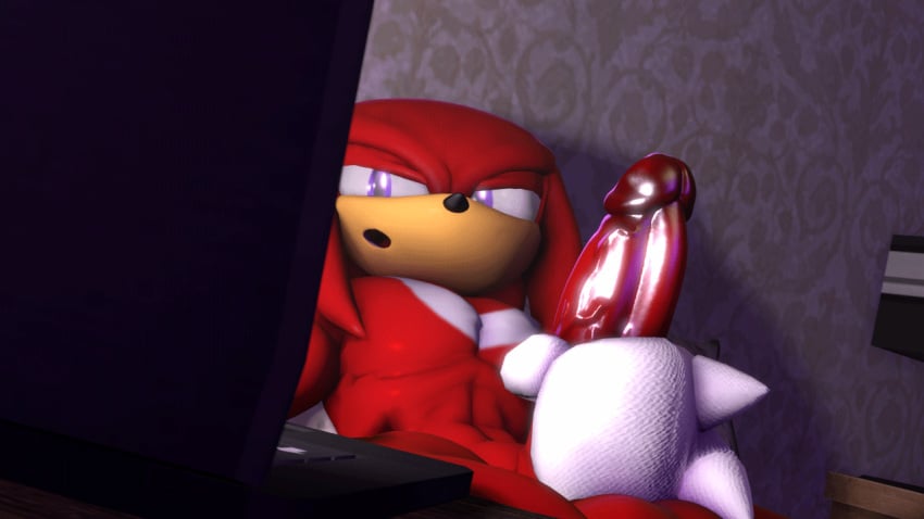 3d animated anthro balls erection knuckles_the_echidna male male_focus male_only masturbation neotaurus penis solo solo_male sonic_(series)