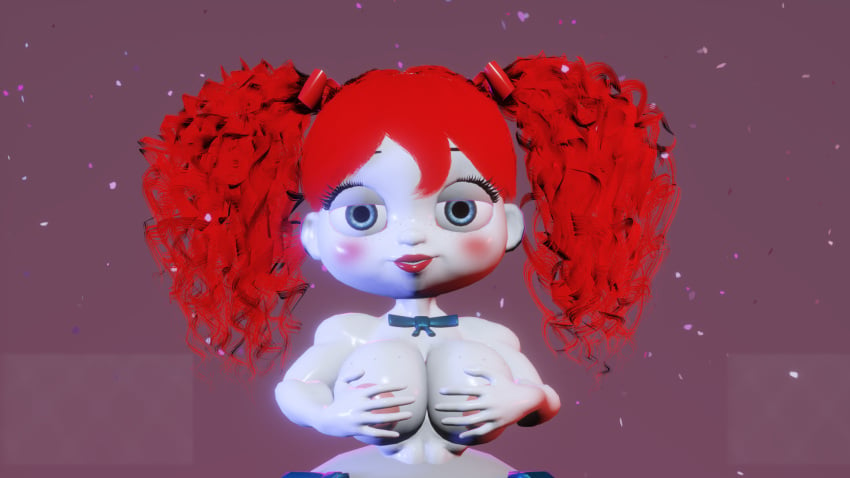 3d 3d_(artwork) areolae big_breasts blue_eyes breasts covered_nipples doll female female_only holding_breast looking_at_viewer naked pale_skin pigtails poppy_(poppy_playtime) poppy_playtime r2d red_hair shortstack smirk smirking_at_viewer