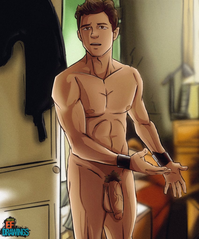 abs balls ef_drawings male_only marvel marvel_cinematic_universe muscular_male naked nipples penis peter_parker pubic_hair spider-man spider-man:_no_way_home spider-man_(series) spider-man_(tom_holland) straight_hair tom_holland