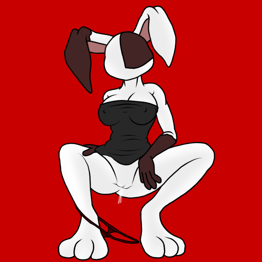 4n0nym0u5 anthro black_dress bodily_fluids bodily_fluids_in_pussy breast_press breasts bunny_ears bunny_girl bunnygirl crouched dress dress_lift faceless faceless_female female female_only five_nights_at_freddy's five_nights_at_freddy's:_security_breach front_view furry furry_only hand_behind_back legs_held_open legs_spread long_legs lowered on_tiptoe panties panties_around_leg panties_around_one_leg panties_aside panties_down pointy_breasts pussy pussy_juice rabbit rabbit_girl rabbit_humanoid red_panties simple_background small_dress soft spread_legs standing tight_dress vagina vanny_(fnaf) wet_pussy white_body white_fur white_skin