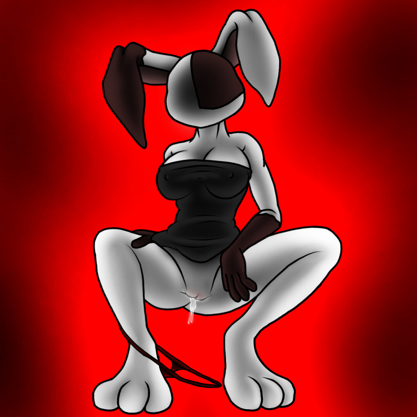 4n0nym0u5 anthro black_dress bodily_fluids bodily_fluids_in_pussy breast_press breasts bunny_ears bunny_girl bunnygirl crouched dress dress_lift faceless faceless_female female female_only five_nights_at_freddy's five_nights_at_freddy's:_security_breach front_view furry furry_only hand_behind_back legs_held_open legs_spread long_legs lowered on_tiptoe panties panties_around_leg panties_around_one_leg panties_aside panties_down pointy_breasts pussy pussy_juice rabbit rabbit_girl rabbit_humanoid red_panties shaded simple_background simple_shading small_dress soft solo spread_legs standing tight_dress vagina vanny_(fnaf) wet_pussy white_body white_fur white_skin