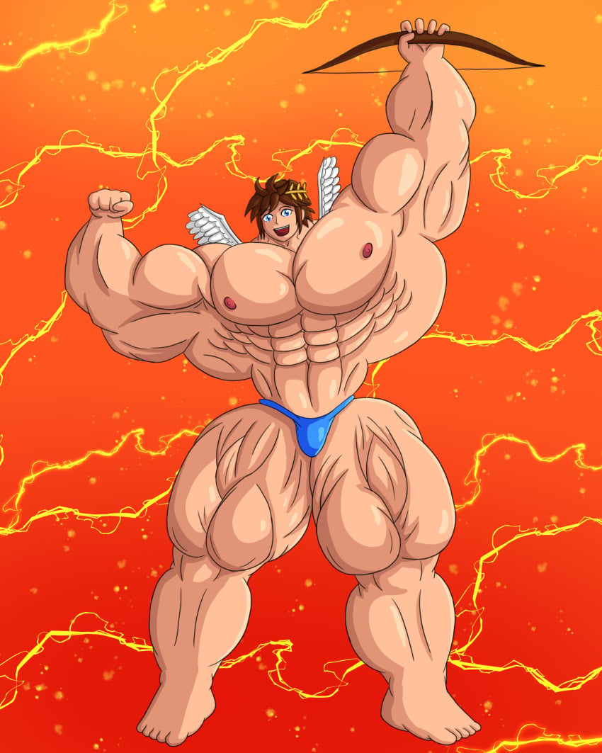 1boy abs aged_up angel angel_wings biceps big_biceps big_muscles bodybuilder bodybuilding bulge flexing flexing_bicep gay giant huge_muscles huge_pecs hyper_muscles imafrnin kid_icarus muscle muscle_growth muscles muscular muscular_arms muscular_legs muscular_male muscular_thighs nintendo pecs pit pit_(kid_icarus) solo super_smash_bros. thong